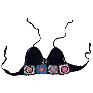 Handmade knit bikini top cottage core granny square boho custom